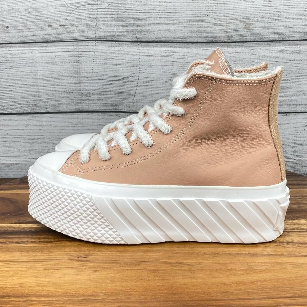 Converse Chuck Taylor All Star 2X Platform High Sherpa Vachetta Beige Womens 6.5